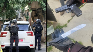 חשוד מתבצר עם נשק בביתו בירושלים הסכין ואקדח צעצוע שנתפס בביתו של החשוד