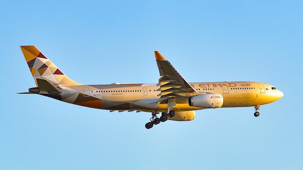 Самолет авиакомпании Etihad Airways (Фото: Vytautas Kielaitis / shutterstock) מטוס של איתיחאד איירווייז