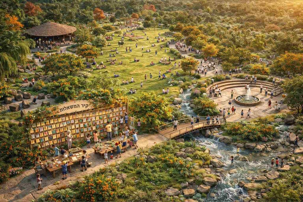 קיר המשאלות של "הגן הכתום" במגדל העמק לזכרם של בני משפחת ביבס