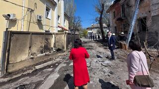 ההרס לאחר פגיעת הכטב"ם במתחם של הג'וינט בז'פרוז'יה שבאוקראינה