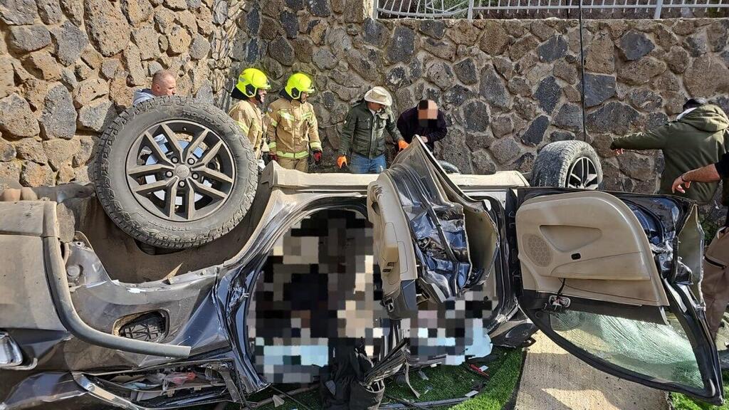 התהפכות רכב ליד בריכת רם בגולן