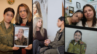 מימין לשמאל: יוכי מוזס עם סרן ר', שרון נימרי עם רס"ן נ' ו זהבה בן-סימון עם סרן ת'