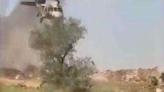 רגע פיצוץ הרחפן ליד המסוק שפינה פצועים