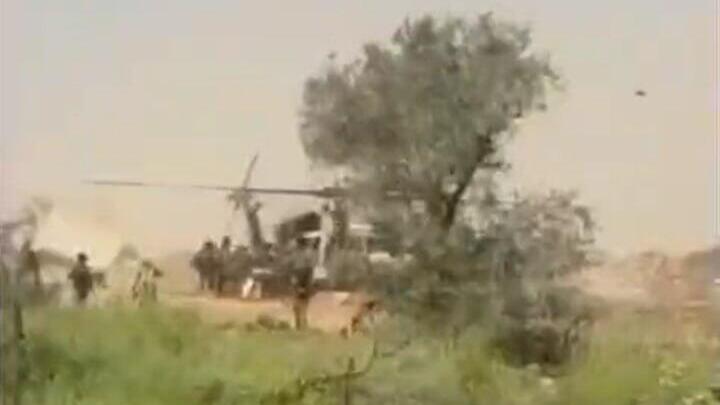 רגע פיצוץ הרחפן ליד המסוק שפינה פצועים