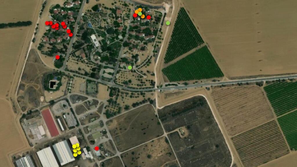 מוקדי האירועים בקרב בקיבוץ חולית