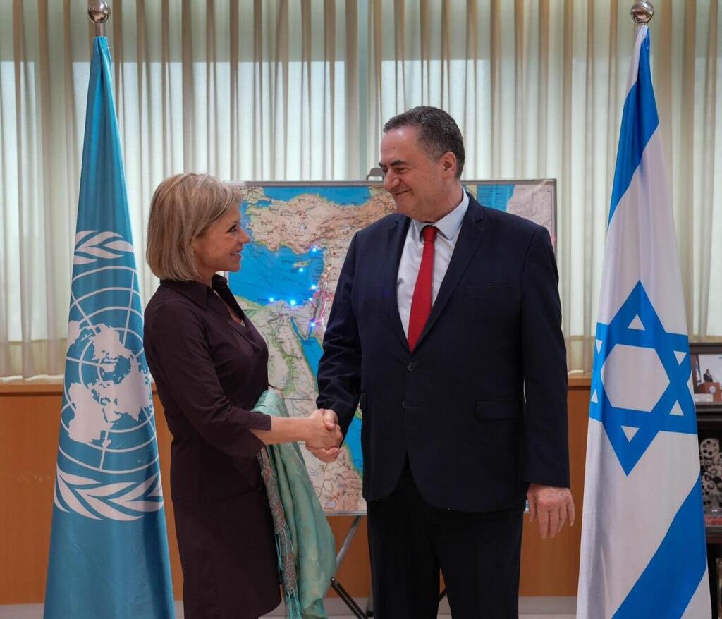 שר הביטחון ישראל כ"ץ בפגישה עם שליחת האו"ם ללבנון ז'נין הניס-פלאסחארט