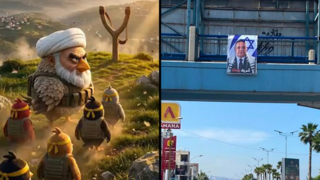 תמונה של נשיא לבנון על רקע דגל ישראל נתלתה על גשר הולכי רגל