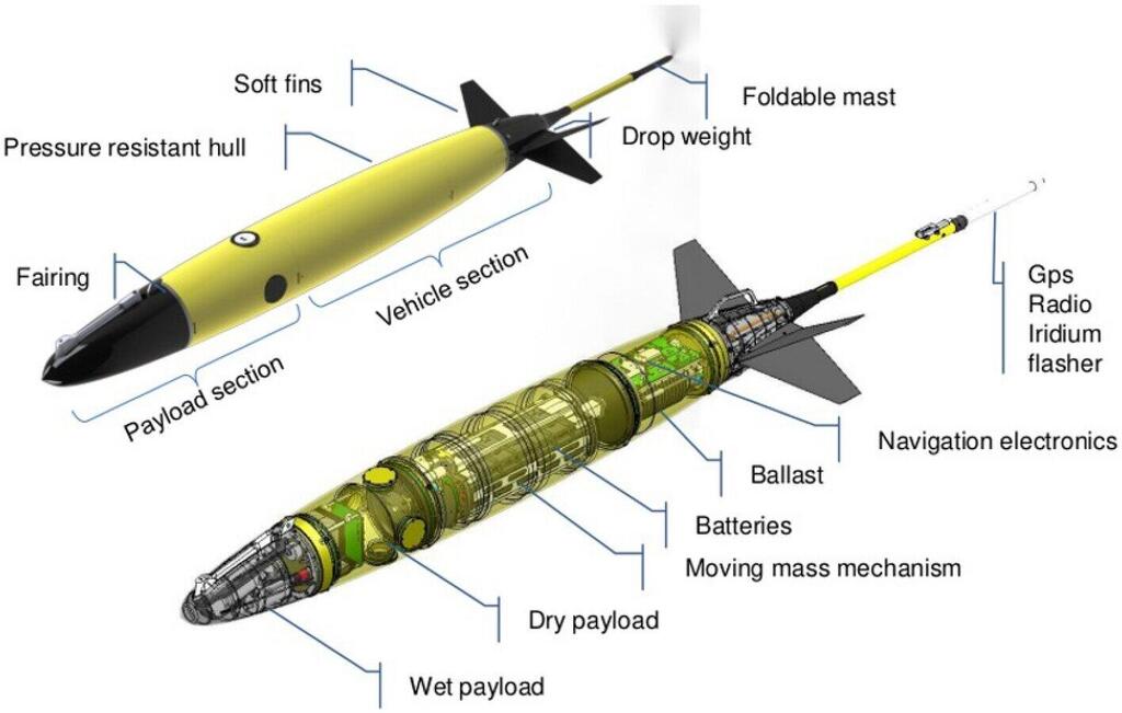 The structure of the underwater robot designed to track the communication patterns of sperm whales (Photo: Scientific Reports) המבנה של הרובוט התת-ימי שנועד לעקוב אחרי דפוסי התקשורת של לווייתני ראשתן גדול-ראש