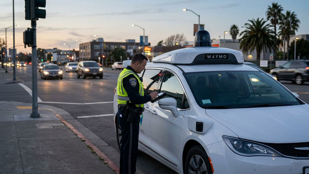 שוטר בארה"ב עוצר רכב Waymo
