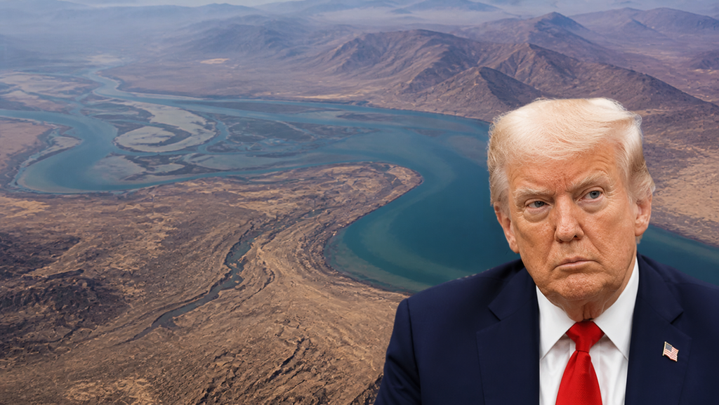 Дональд Трамп на фоне Ормузского пролива