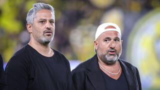 מאמן בית"ר ירושלים ברק יצחקי עם הבעלים ברק אברמוב