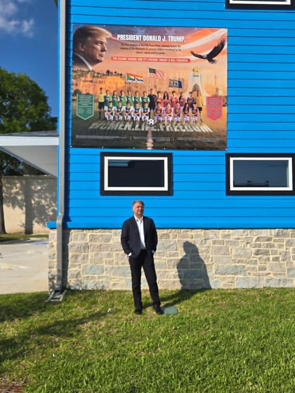 Mural by Hooman Khalili featuring children murdered by the Iranian regime and Hezbollah. the mural was unveiled in Texas, May 14, 2026 
