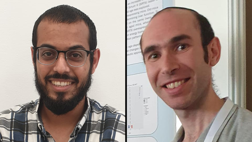 Doctoral students Ron Nagar and Zecharia Schwartz (Photo: Bar-Ilan University) מימין: זכריה שוורץ ורון נגר, דוקטורנטים, בר אילן, מחקר SIRT6