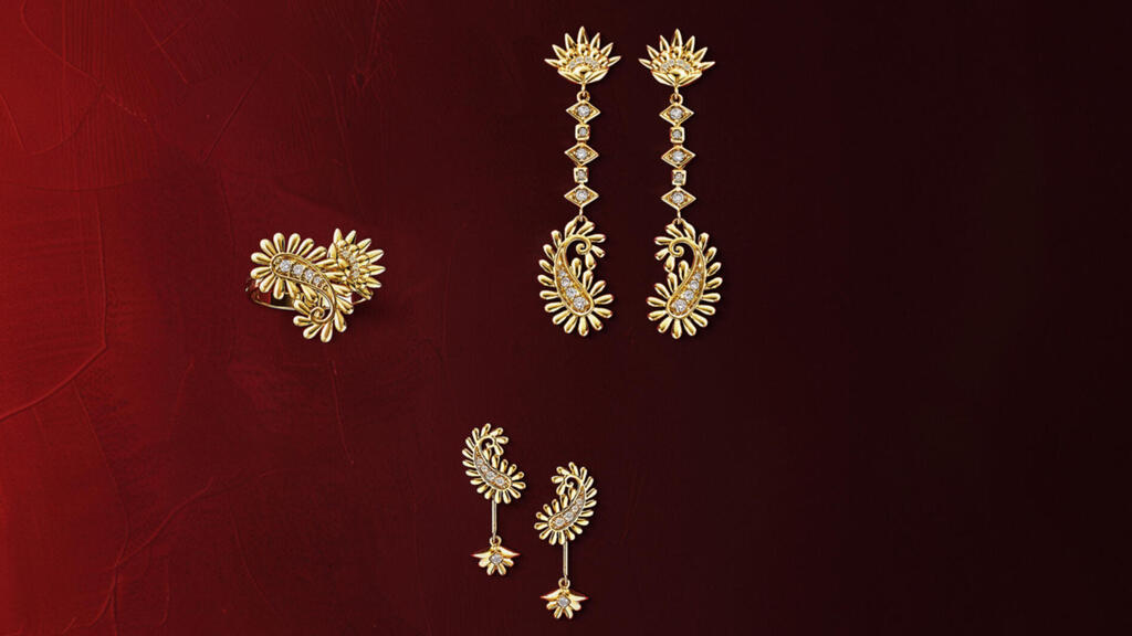 Украшения из коллекции PAISLEY, желтое золото 18K и бриллианты