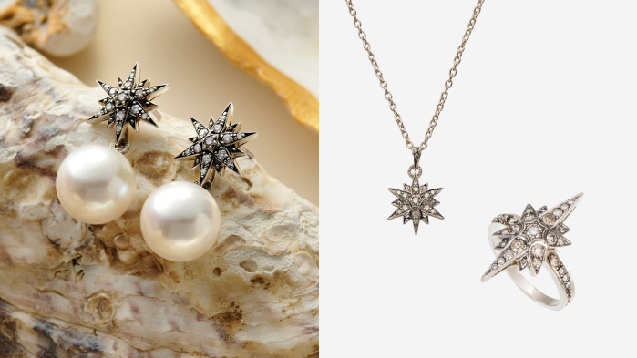 Украшения из коллекции STARS, благородное золото 18K, жемчуг и бриллианты 