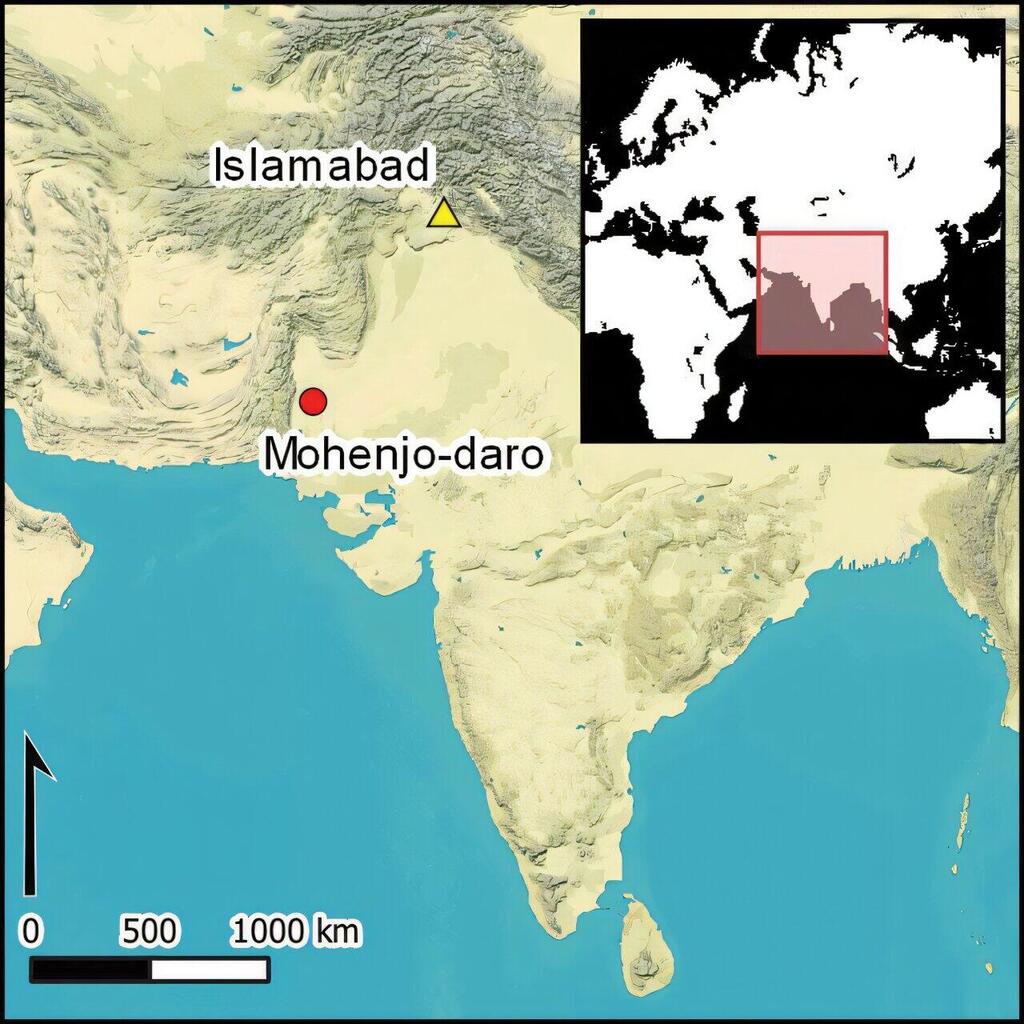 The location of Mohenjo-daro (Photo: Antiquity) מיקומה של מוהנג'ו-דארו במפה