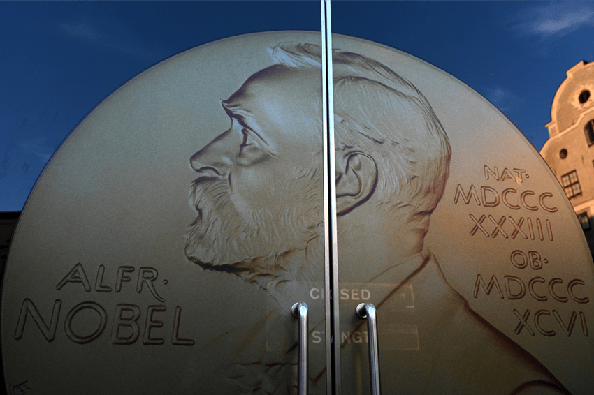 Prize-awarding bodies must ensure that their criteria are transparent, that they reflect the values of high-quality science, and that they do not preserve historical biases. An illustration of a Nobel Prize medal at the entrance to the Nobel Museum 