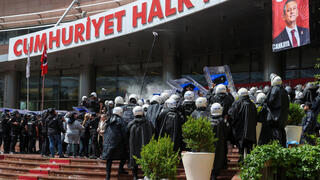 Turkish riot police enter the headquarters of the main opposition Republican People’s Party (CHP) to evict its ousted leadership in Ankara, Turkey 