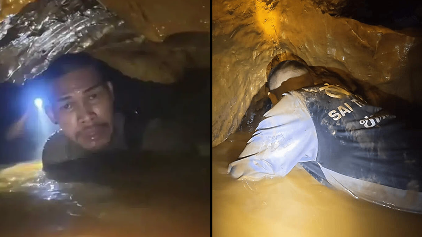 Rescuers inside the flodded cave in Laos מאמצי חילוץ לכודים ב מערה מוצפת ב לאוס