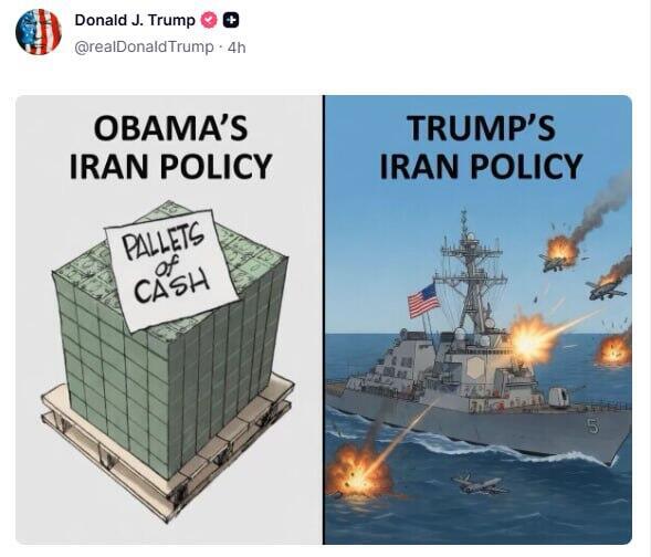 Photo: Screenshots from Truth Social הציוץ של טראמפ עלהמדיניות שלו לעומת נשיא ארה"ב לשעבר אובמה