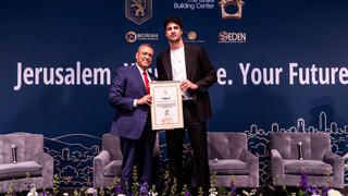 NBA star Deni Avdija and Jerusalem Mayor Moshe Lion 
