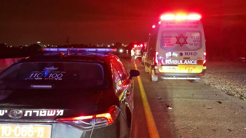 Место аварии на шоссе № 44 (Фото: МАДА) זירת התאונה בכביש 44 סמוך לצומת בית דגן