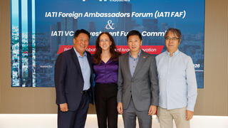 From right, Ambassador of Japan, Arai Yusuke; Ambassador of Singapore, Ian Mak; Karin Mayer Rubinstein, CEO and President of the Israel Advanced Technology Industries Association (IATI); Ambassador of South Korea, Park Inho 