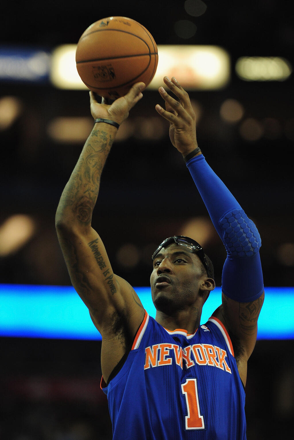 Amar’e Stoudemire, who played for the team from 2010 to 2015 (Photo: Jamie McDonald/Getty Images) אמארה סטודמאייר במדי הניקס. גם הוא חלק מההיסטוריה היהודית של המועדון