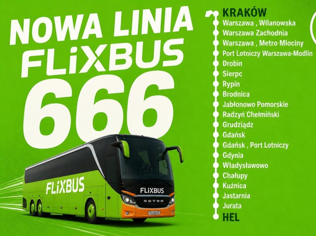 Ad for the new route to Hel פולין אוטובוס ל גיהינום hel
