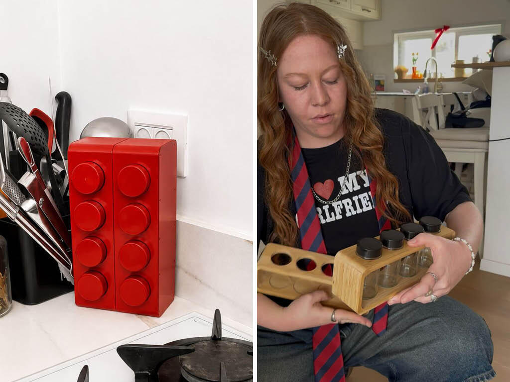 Shoval Keren turned an old spice rack into a Lego-inspired piece (Photo: Shoval Keren) מהפך מהפח