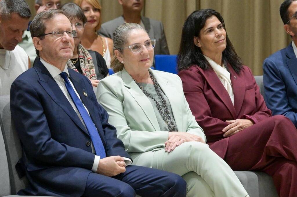 Yael Arad with President Isaac Herzog and Michael Herzog 