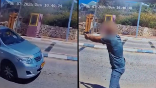 הרשב"ץ יורה לעבר המחבל בכניסה ליישוב