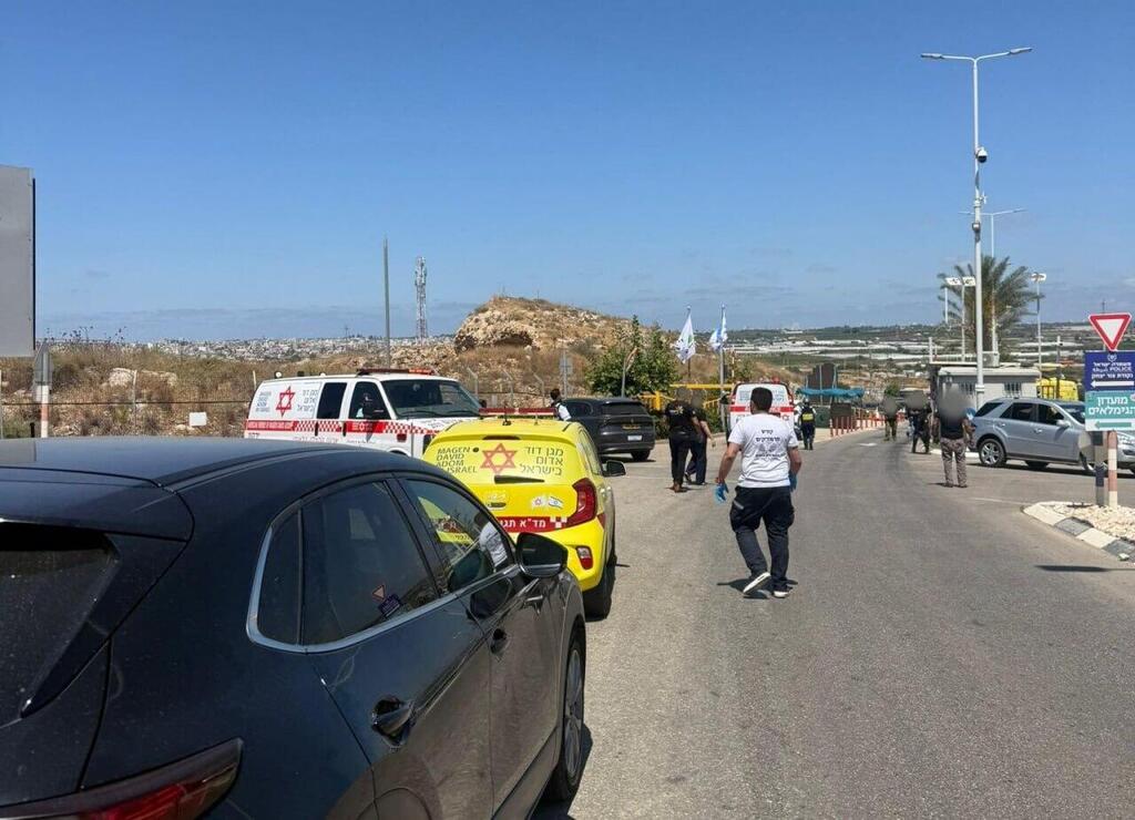 First responders at one of the attack scenes (Photo: Magen David Adom) פיגוע ירי מתגלגל באזור כוכב יאיר