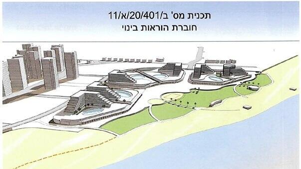 Планы застройки на пляже Полег הדמייה מתוך מצגת עורך התוכנית שמתוכננת בחוף פולג