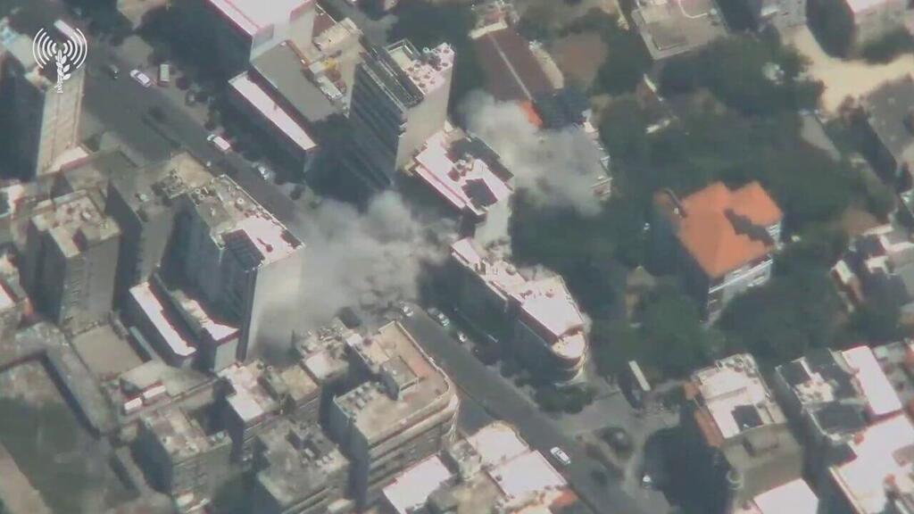 Building leveled in Dahieh neighborhood of Beirut (Photo: IDF Spokesperson's Unit) תיעוד מהתקיפה בביירות