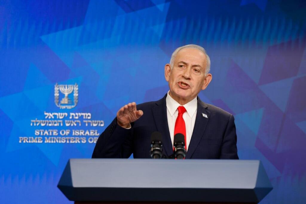 Photo: Olivier Fitoussi, Haaretz רה"מ בנימין נתניהו בהצהרה לתקשורת לאחר חתימת ההסכם בין ארה"ב לאיראן
