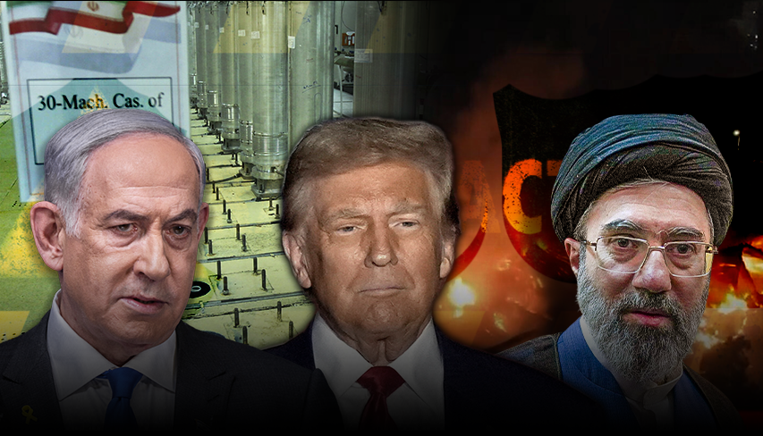 Prime Minister Benjamin Netanyahu, US President Donald Trump, Iranian Supreme Leader Mojtaba Khamenei (Photo: Shutterstock, AP, Iranian Leader's Press Office - HandoutGetty Images) ביבי נתניהו דונלנד טראמפ מוג'תבא חמינאי נתנז איראן תקיפה באזור ביטחוני בסוריה