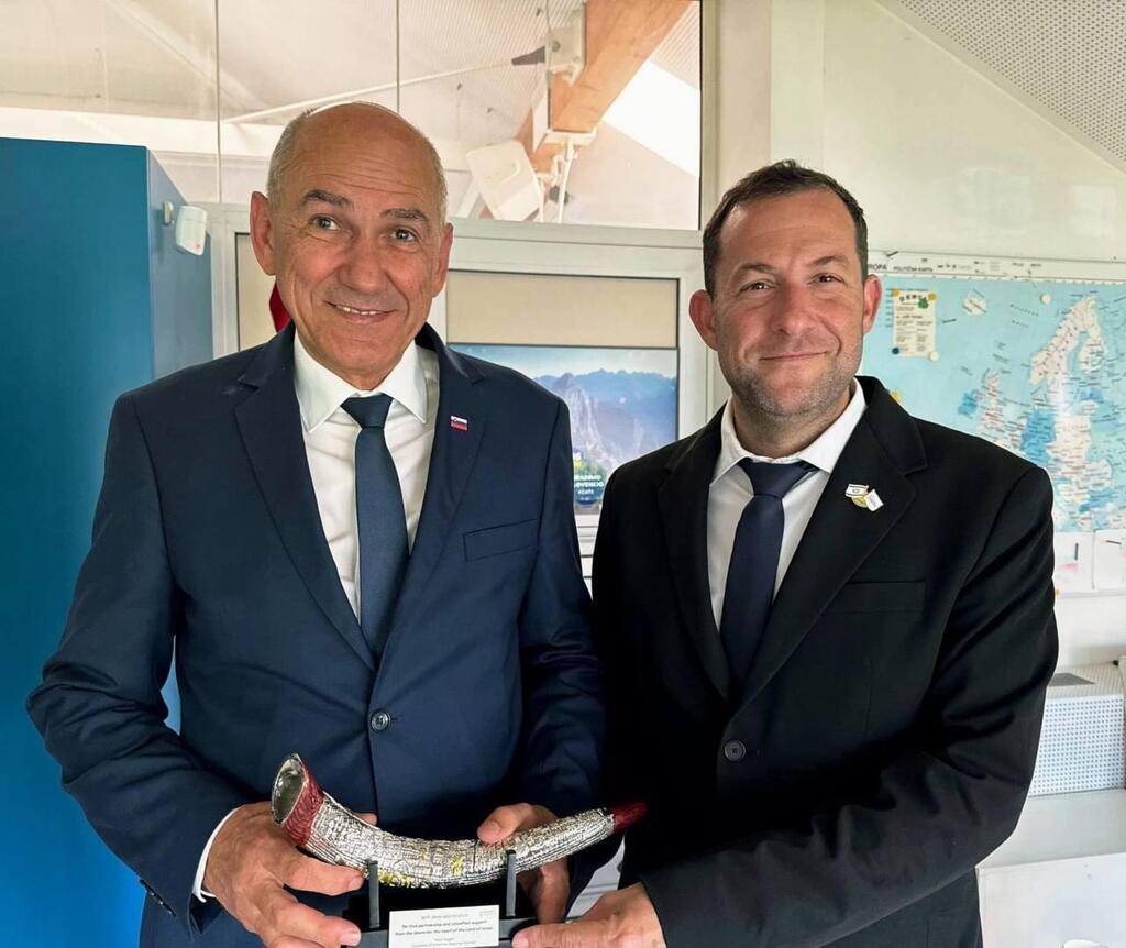 Slovenian Prime Minister Janez Janša and Samaria Regional Council head Yossi Dagan (Photo: Samaria Regional Council) יאנז יאנשה נפגש עם ראש מועצת שומרון יוסי דגן