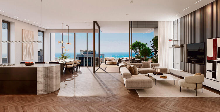 Muza project in Tel Aviv, where a penthouse sold for 23 million shekels (Rendering: TheCraftTLV) פרויקט מוזה בתל־אביב, פנטהאוז ב־ 23 מיליון שקל