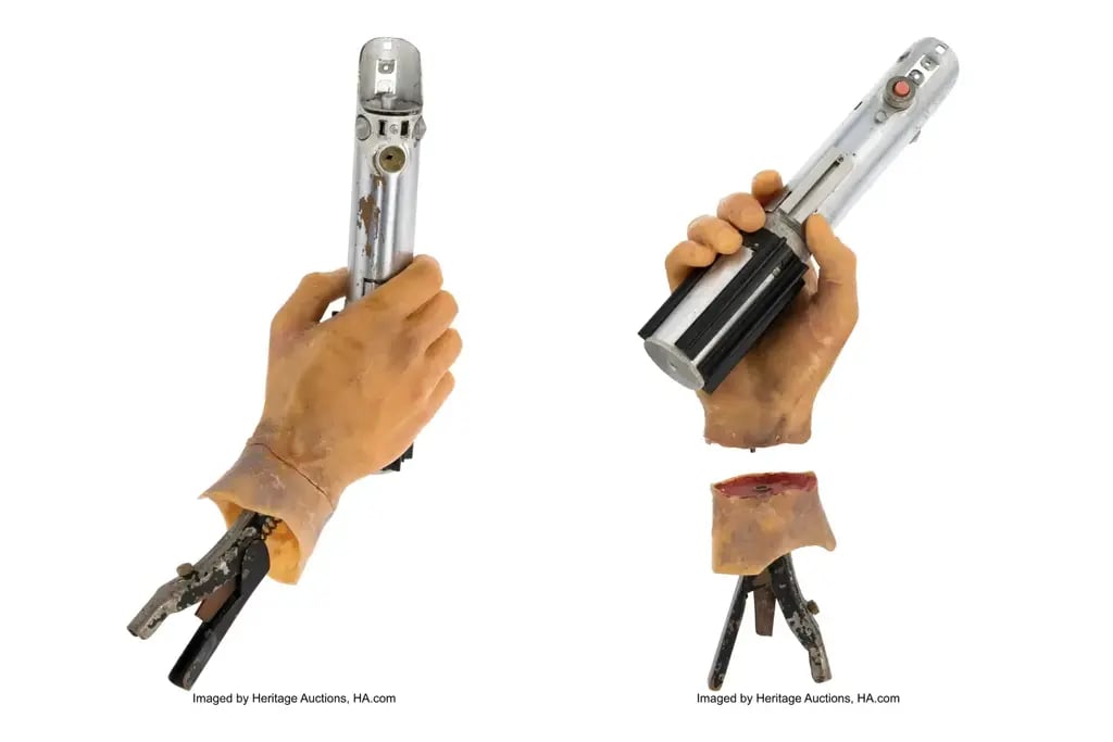 A light saber with Luke Skywalker’s severed hand from 'The Empire Strikes Back' (Photo: AP) A light saber with Luke Skywalker’s severed hand from 'The Empire Strikes Back'