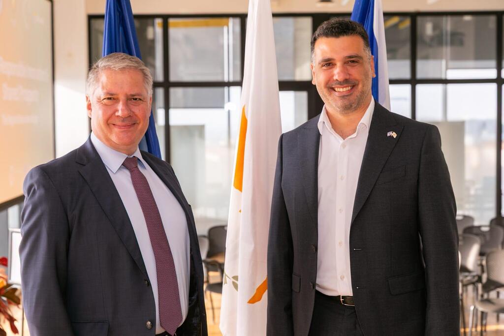 Kornelios Korneliou, Cyprus' ambassador to Israel (left) attends the responsible AI conference in Tel Aviv (Photo: Nimrod Aronow) Michael Mann, head of the EU Delegation to Israel, and Kornelios Korneliou, Cyprus' ambassador to Israel, attend the responsible AI conference in Tel Aviv
