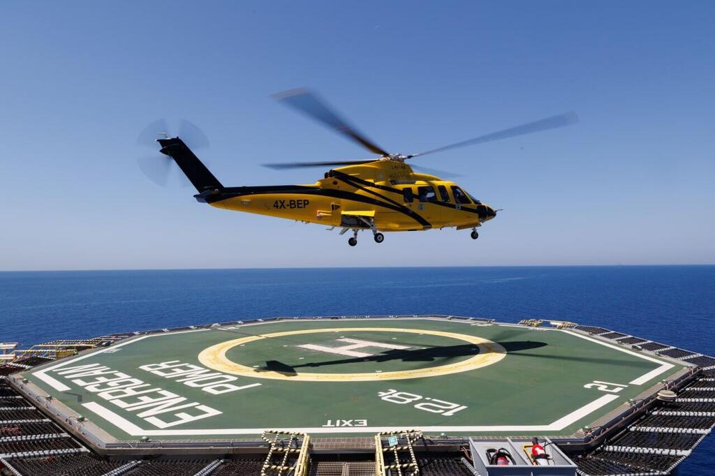 Access is by helicopter only, with aircraft landing on a helipad approximately 33 meters (108 feet) above sea level (Photo: Ziv Koren) אסדת הגז הטבעי כריש