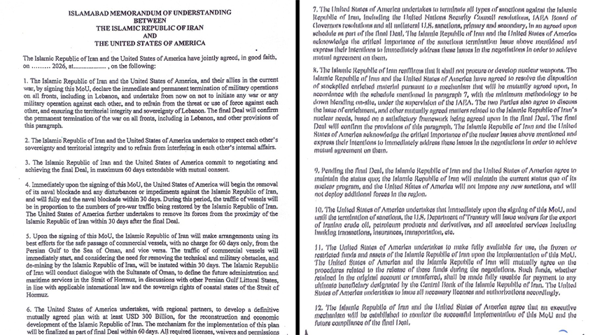 The US-Iran memorandum of understanding מזכר ההבנות בין איראן לארה"ב
