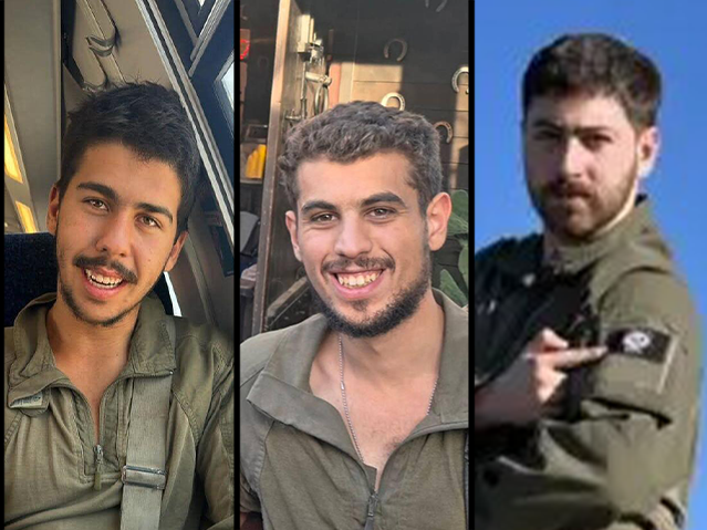Staff Sgt. Yoav Klein, Staff Sgt. Nave Habshoosh, Staff Sgt. Liav Kababia (Photo: IDF, courtesy of the families) ליאב כבביה, נוה חבשוש, יואב קליין, דור גדליה בן שמחון
