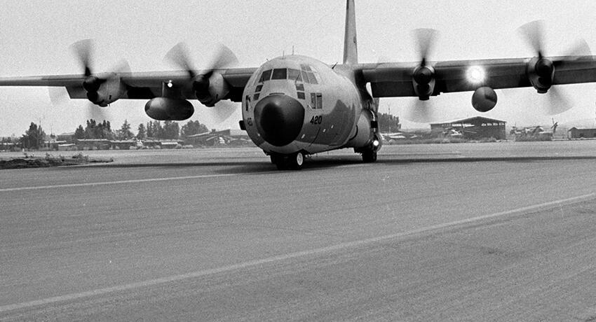 The Hercules lands after Operation Entebbe 