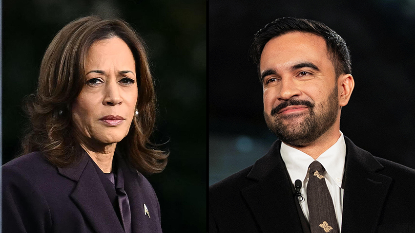 Kamala Harris, Zohran Mamdani (Photo: Amir Hamja/Pool via REUTERS, ANGELA WEISS / AFP) זוהראן ממדאני, קמלה האריס