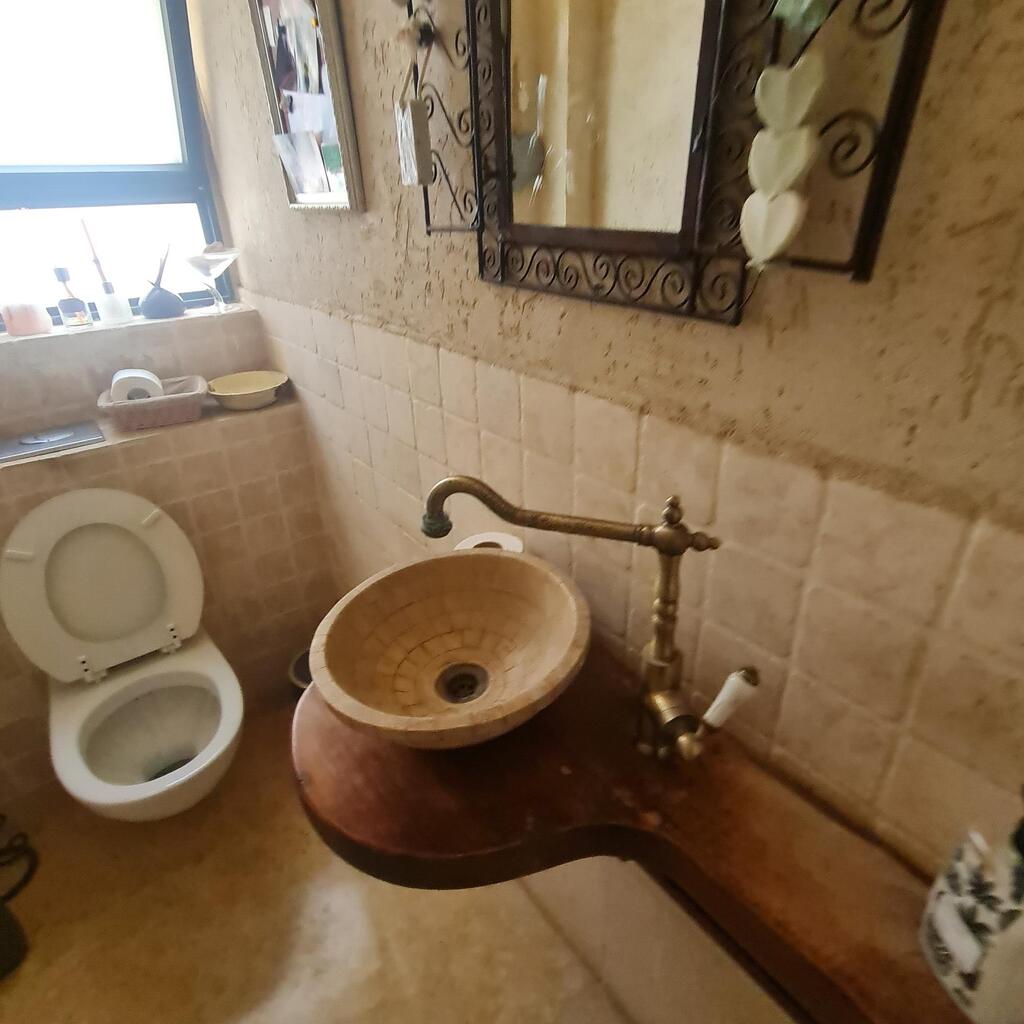The guest bathroom before the renovation (Photo: Osi Katz Dagan) לפני השיפוץ