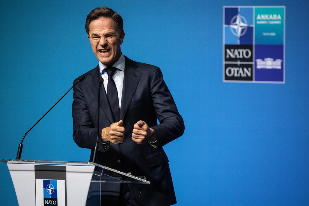 NATO Secretary-General Mark Rutte (Photo: Chris McGrath/Getty Images) מזכ"ל נאט"ו מארק רוטה במסיבת עיתונאים ב אנקרה טורקיה לקראת פסגת נאט"ו 6 ביולי