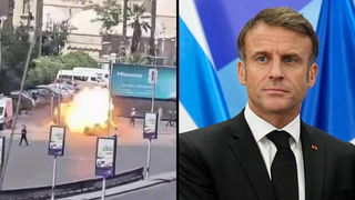 כיתוב: סוריה פיצוצים דמשק ליד המלון של עמנואל מקרון