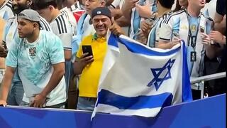 Argentina fans waving Israeli flag during the match against Egypt 